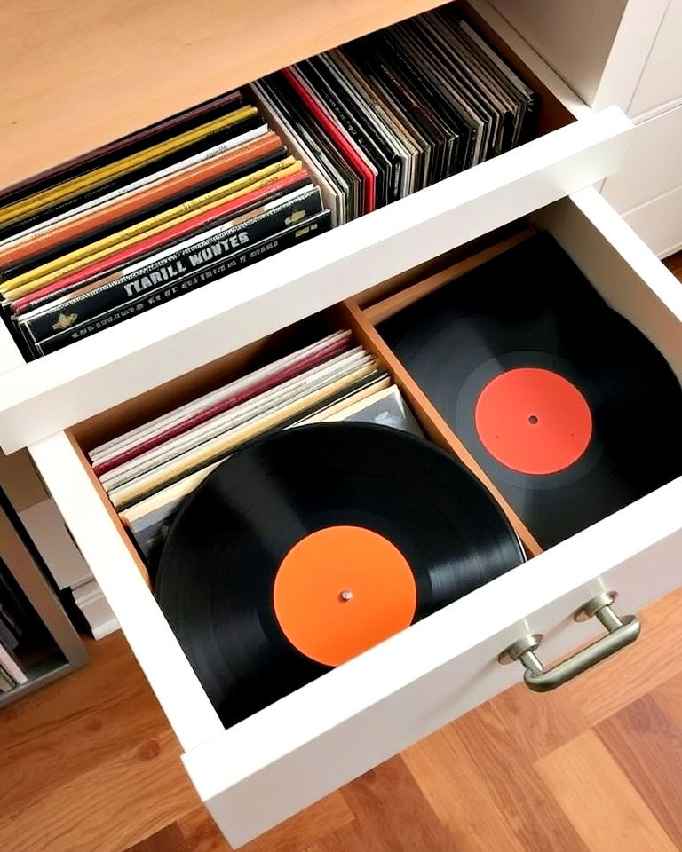 customized drawer inserts vinyl collection - 25 Vinyl Record Storage Ideas