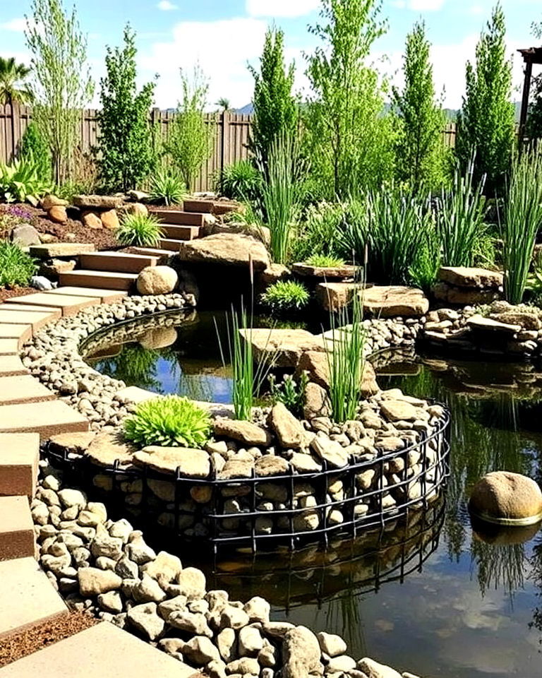 customized gabion pond edging - 20 Pond Edging Ideas