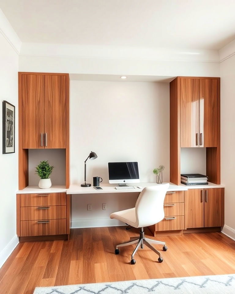 customizing built in desks maximize storage home office - 25 Contemporary Home Office Ideas