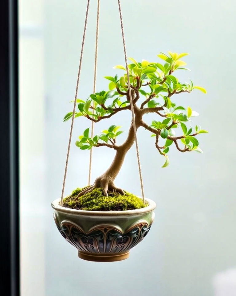 cute hanging bonsai planter - 15 Bonsai Garden Ideas
