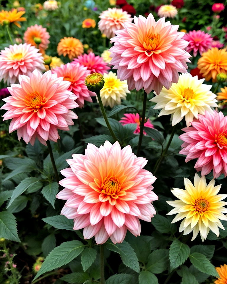 dahlias as a focal point - 15 Dahlia Garden Ideas