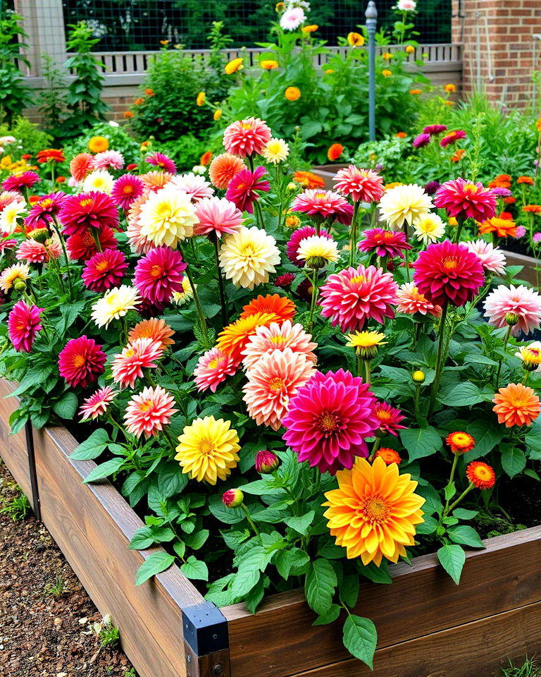 dahlias to raised garden beds - 15 Dahlia Garden Ideas