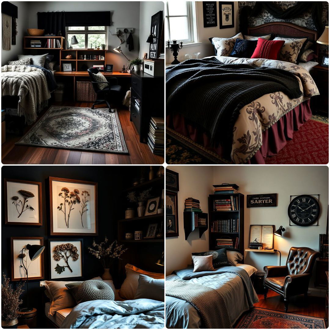 dark academia dorm room ideas