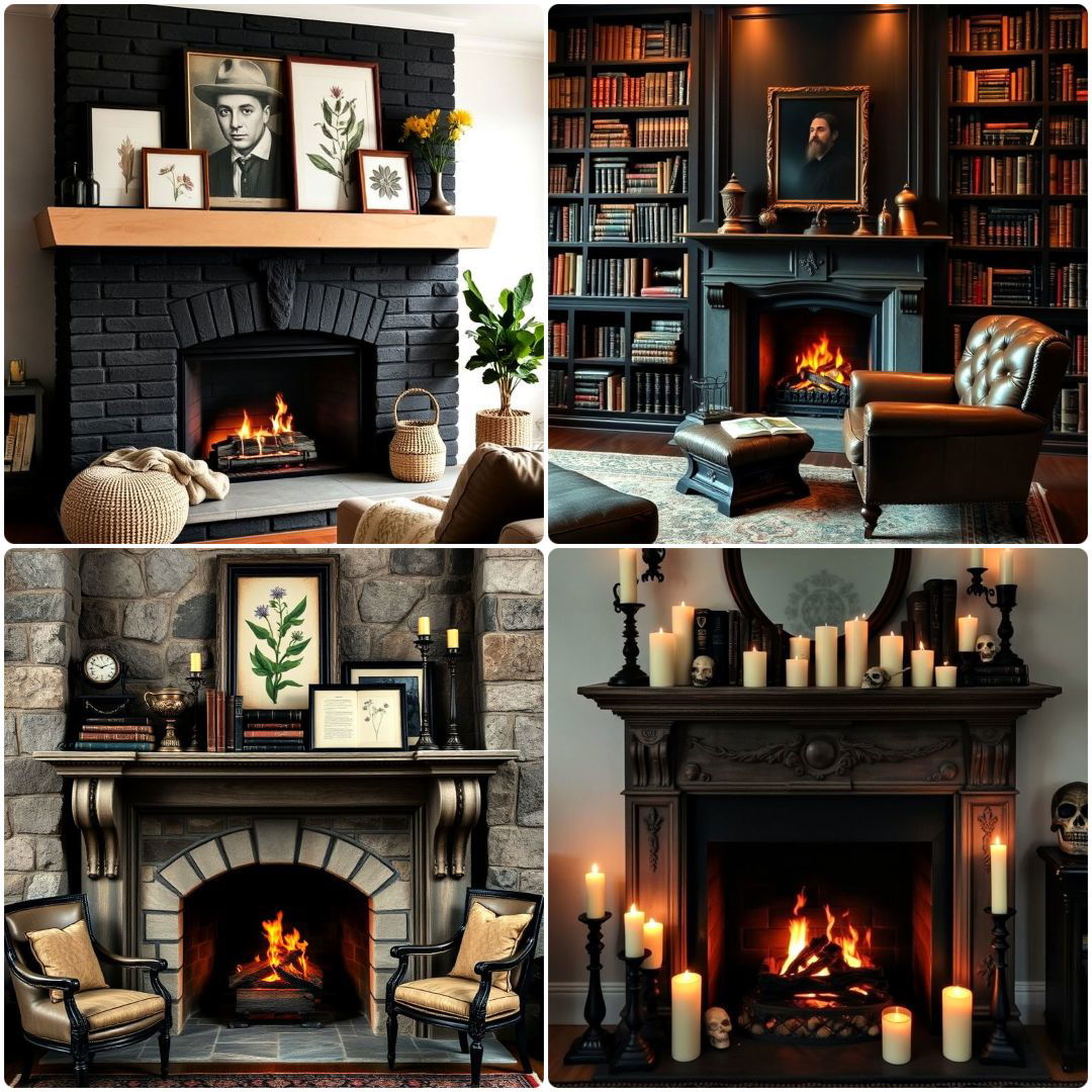 dark academia fireplace ideas