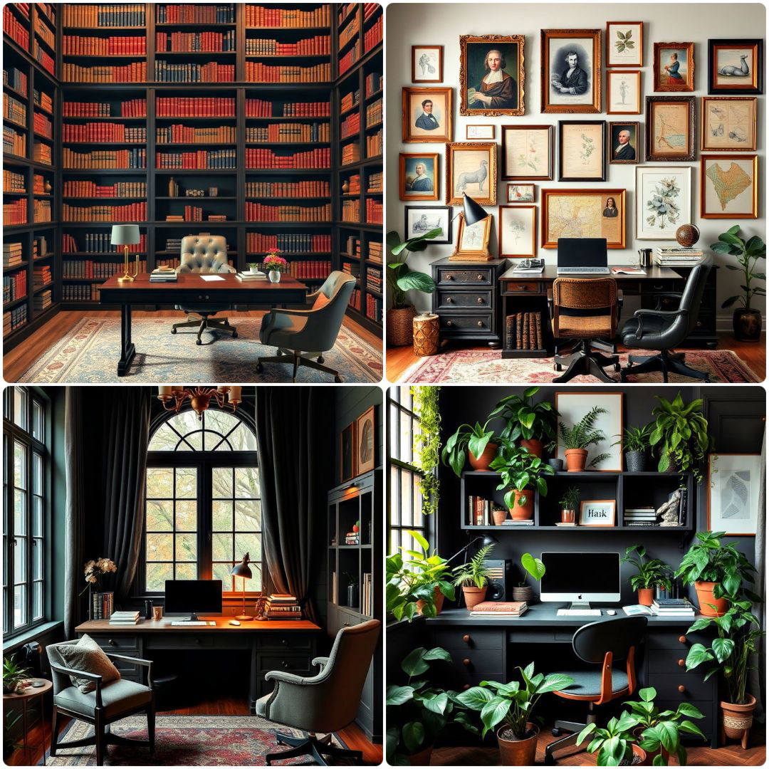 dark academia home office ideas