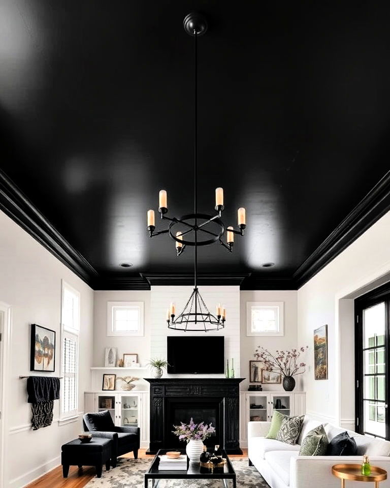 dark ceiling interior for added drama - 25 Moody Interior Design Ideas