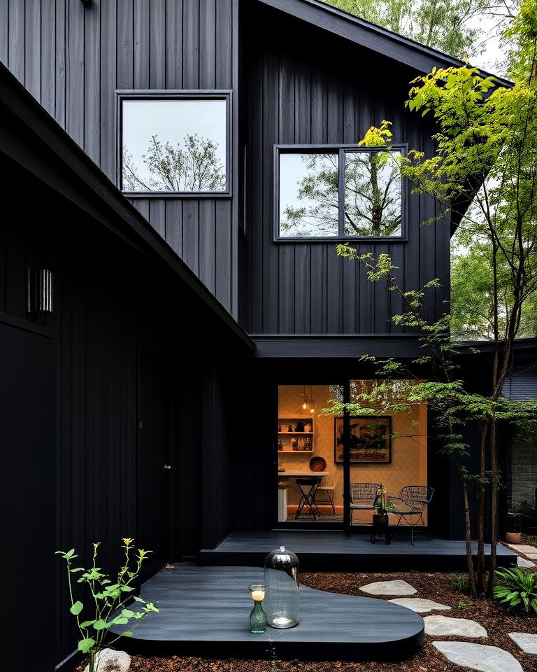 dark clad japandi house exterior - 15 Japandi House Exterior Ideas