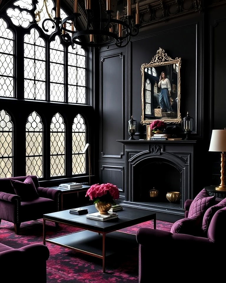 dark color palette gothic interior - 25 Gothic Interior Design Ideas