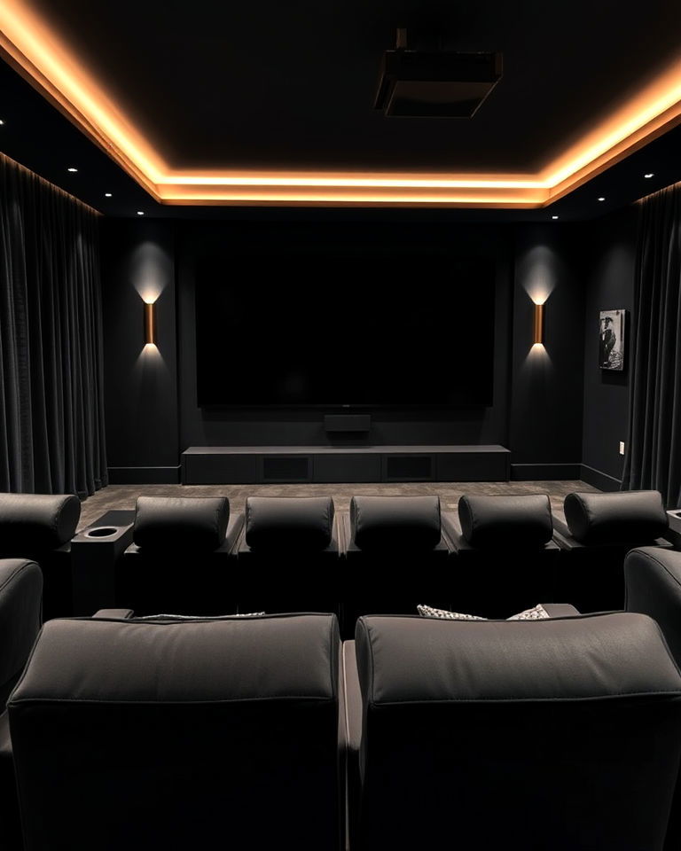 dark color palette home theater - 25 Modern Home Theater Ideas
