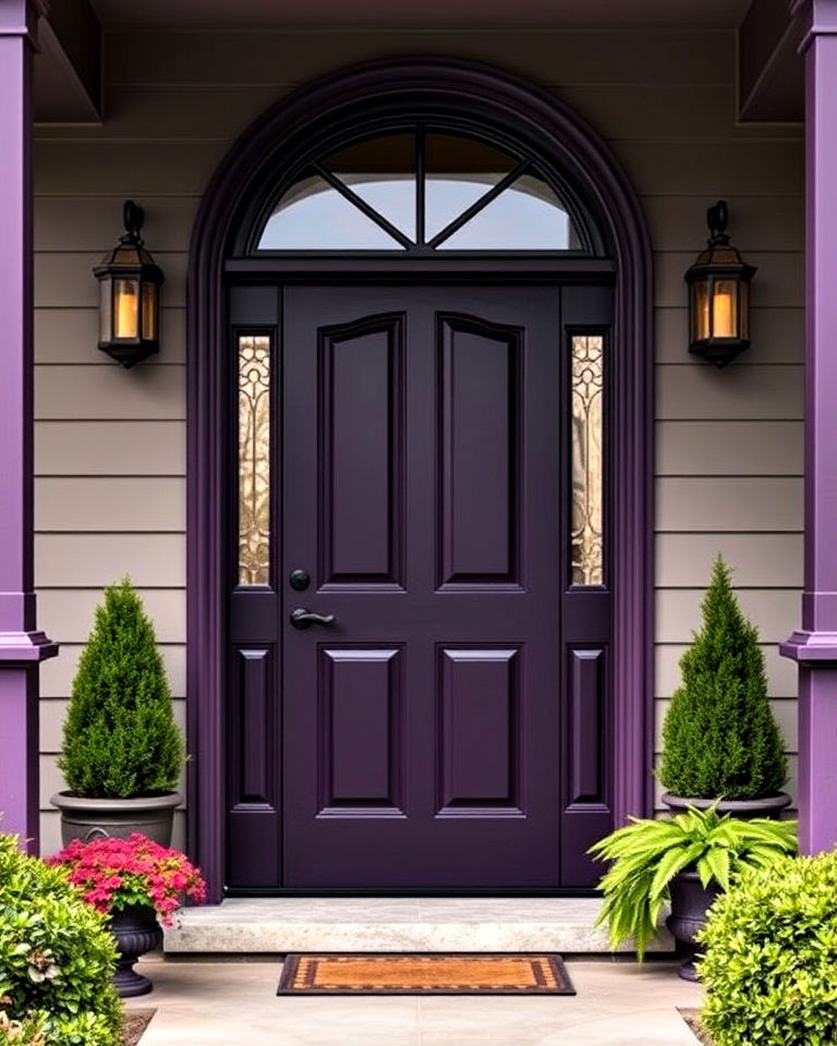dark eggplant front door for sophisticated drama - 25 Purple Front Door Ideas