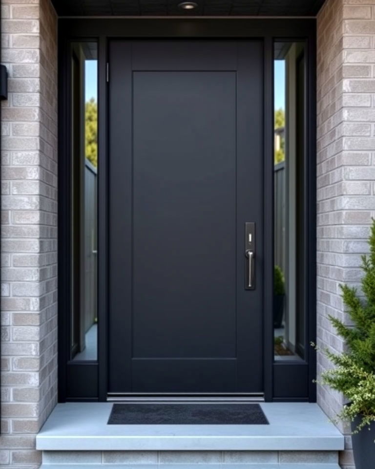 dark gray front door with minimal embellishments - 15 Dark Gray Front Door Ideas