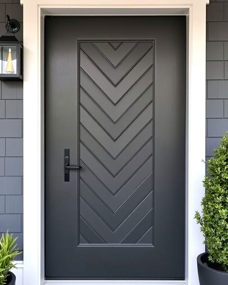 dark gray with chevron pattern - 15 Dark Gray Front Door Ideas