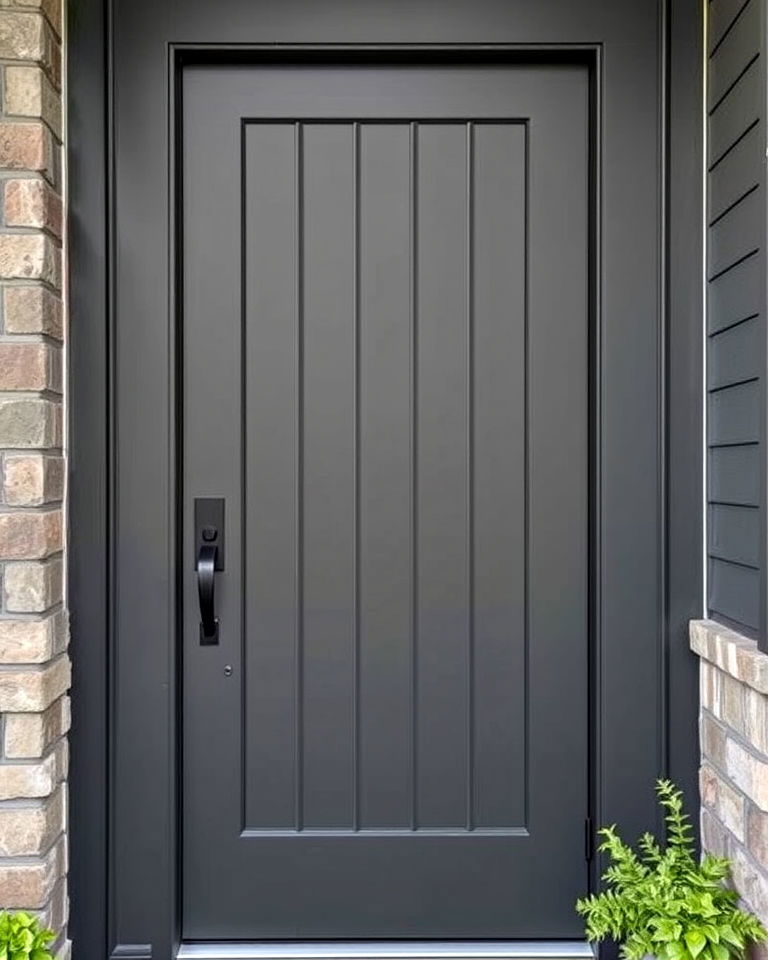 dark gray with vertical plank design - 15 Dark Gray Front Door Ideas