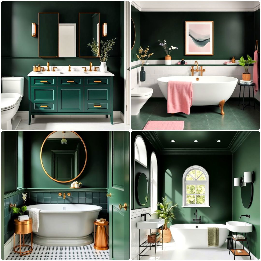 25 Dark Green Bathroom Ideas For Serene Bathroom Decor Space
