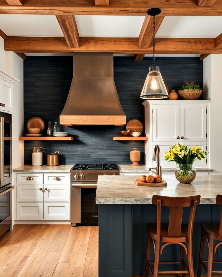 dark slate backsplash for a rustic touch - 20 Kitchens With Dark Backsplashes