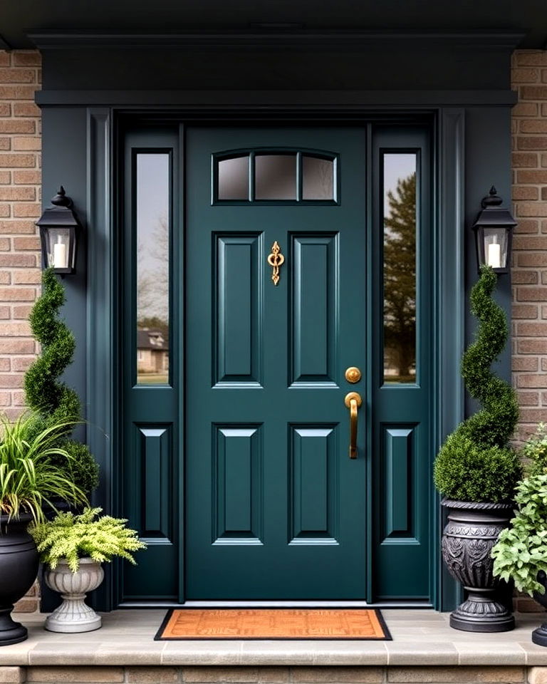 dark teal sophistication front door - 25 Teal Front Door Ideas