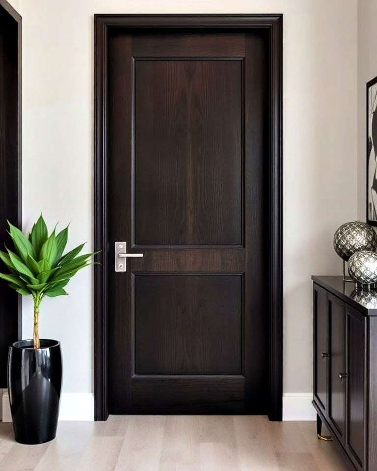 dark wood doors for a bold statement entry - 15 Dark Wood Interior Design Ideas