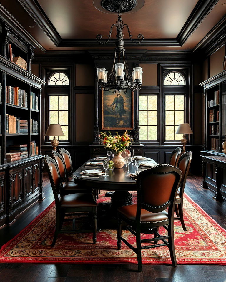 dark wood furniture dark academia interiors - 25 Dark Academia House Ideas