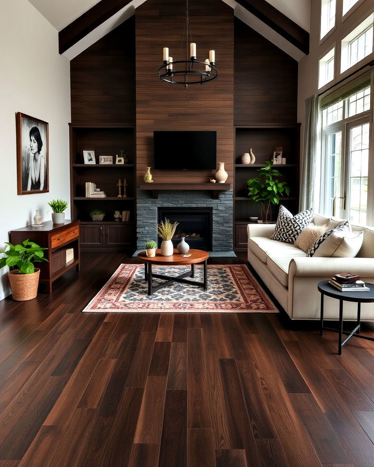dark wood look vinyl flooring for living room - 20 Living Room Vinyl Flooring Ideas
