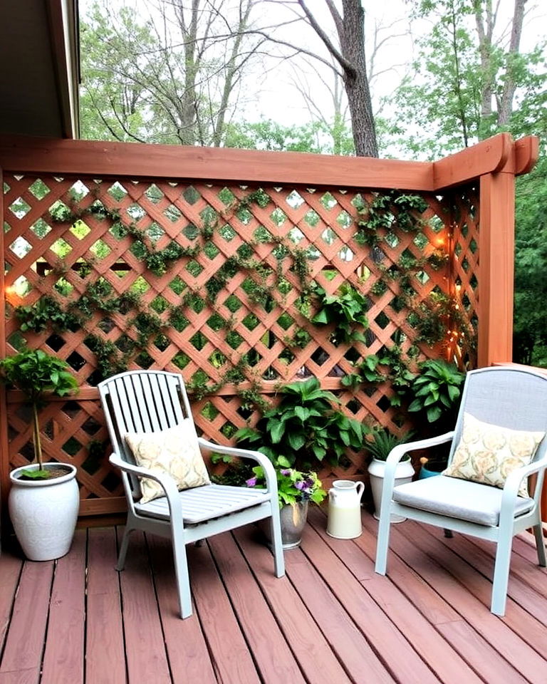 deck lattice wall for subtle privacy - 15 Deck With Privacy Wall