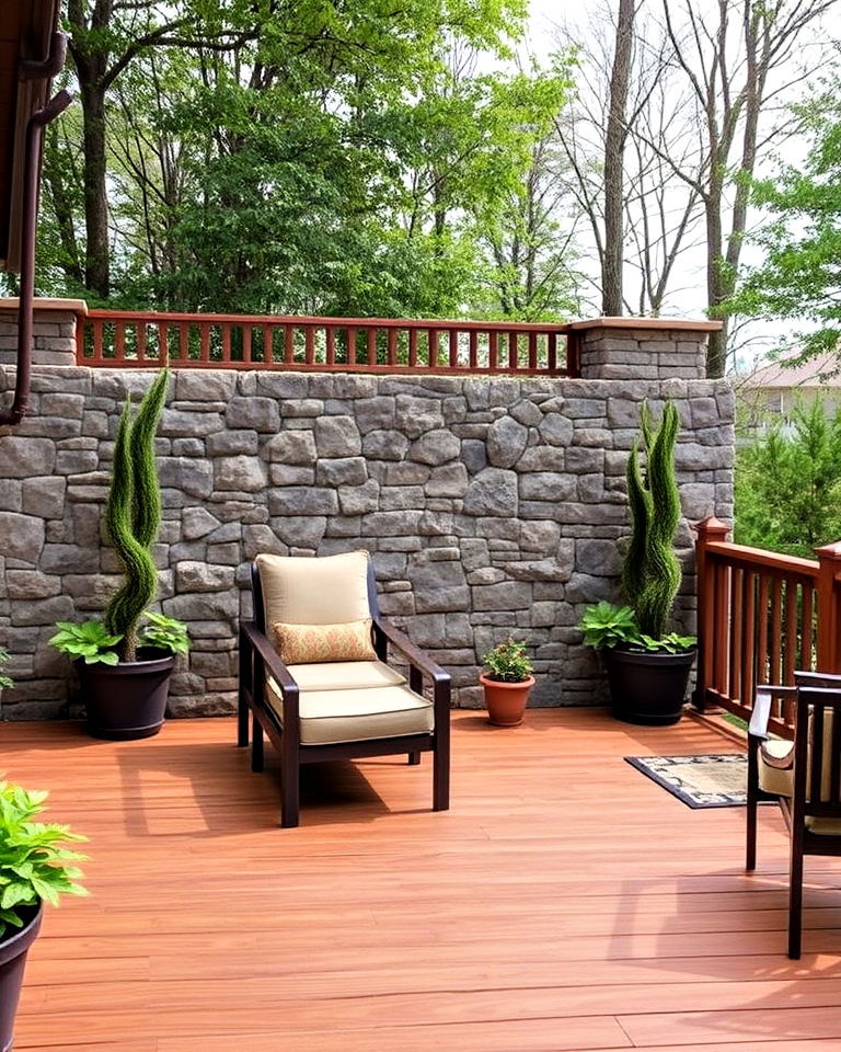 deck stone wall for durability - 15 Deck With Privacy Wall