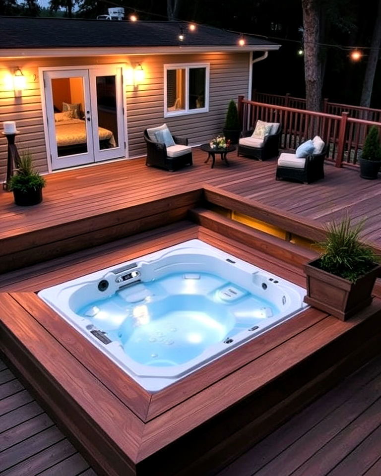 deck with hot tub - 20 Mobile Home Deck Ideas