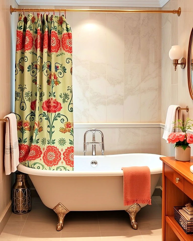 decorative curtain around the bathtub - 25 Bathtub Decor Ideas