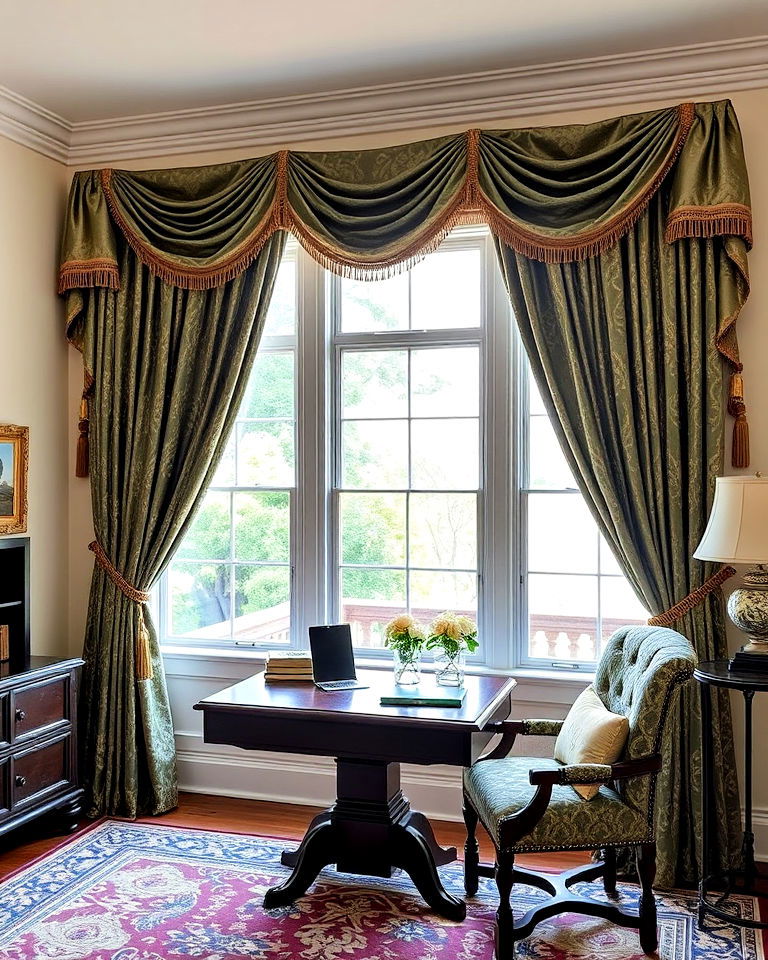 decorative drapery traditional home office - 25 Traditional Home Office Ideas