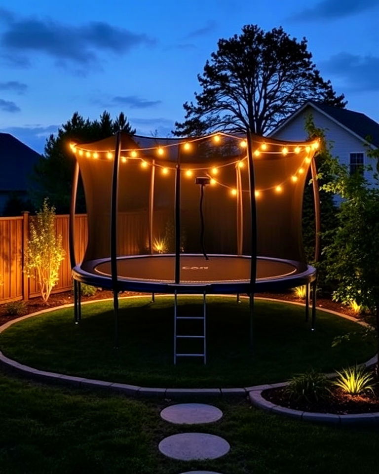 decorative lighting trampoline landscaping - 15 Trampoline Landscaping Ideas