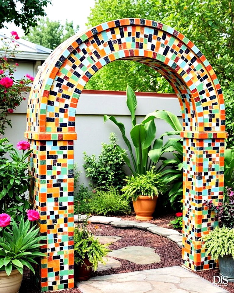 decorative mosaic tile arch - 25 Garden Arch Ideas