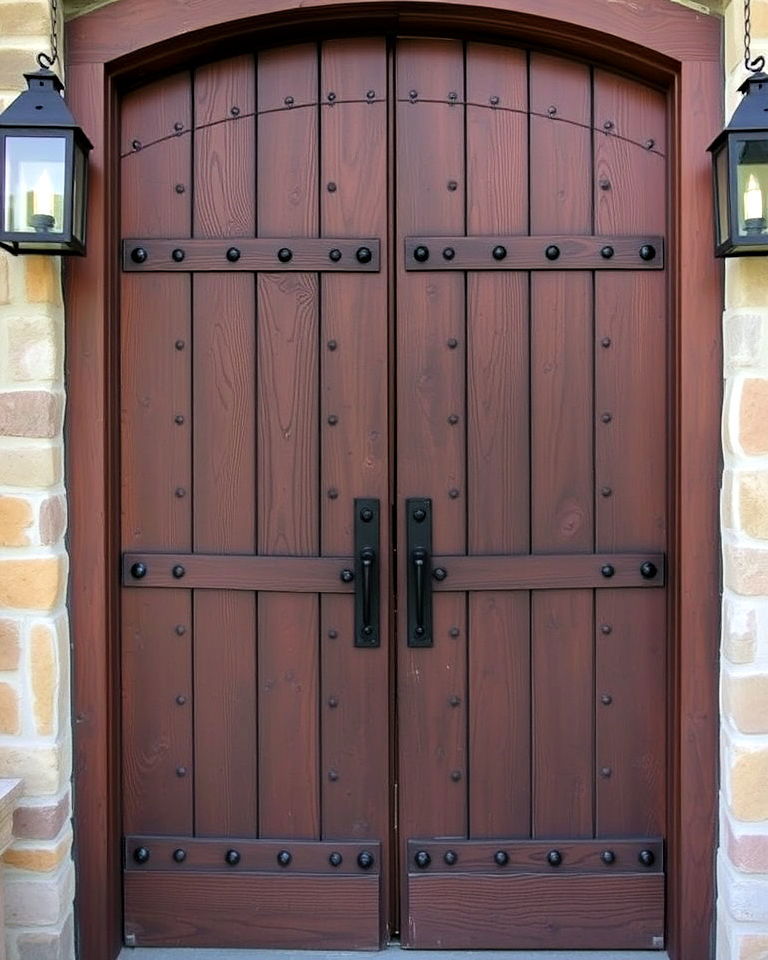 decorative nail studded door - 20 Rustic Front Door Ideas