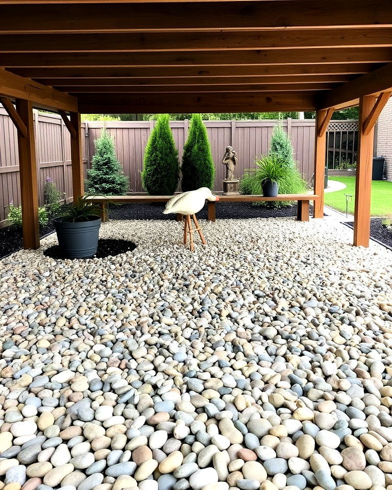 decorative pebbles low maintenance landscaping - 20 Under Deck Landscaping Ideas
