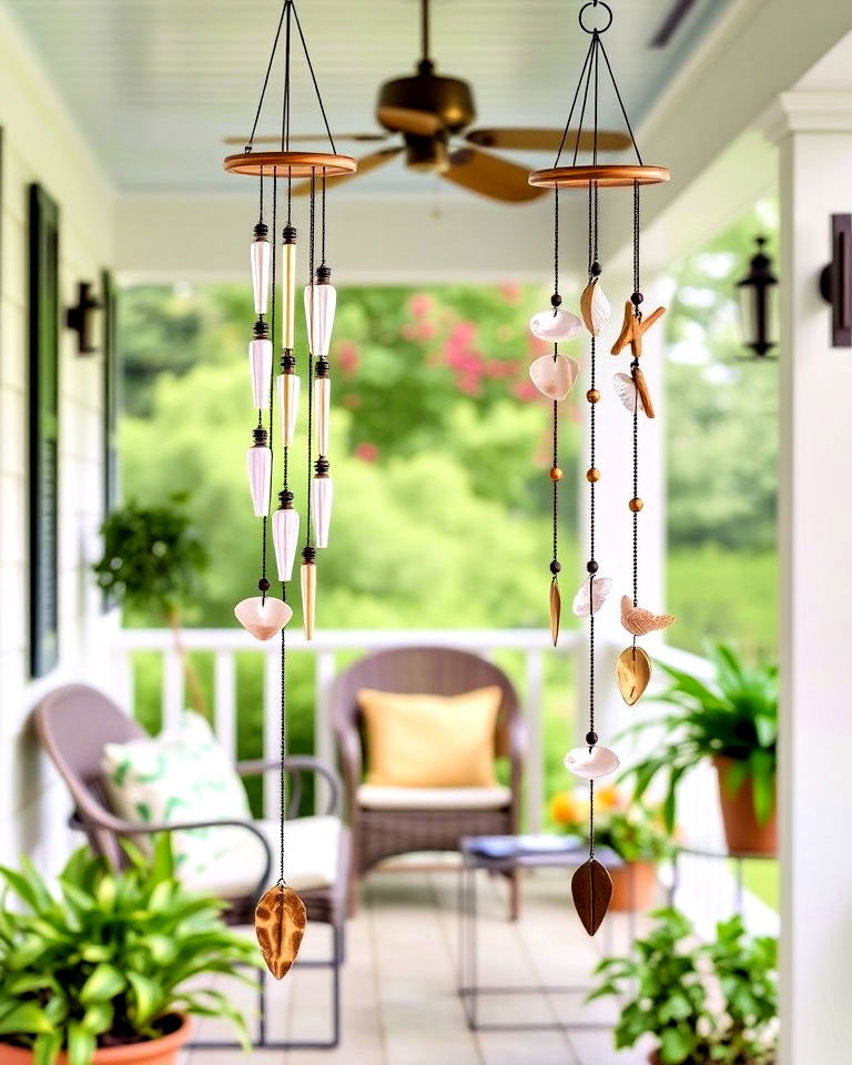 decorative showcase wind chimes - 25 Summer Front Porch Decor Ideas