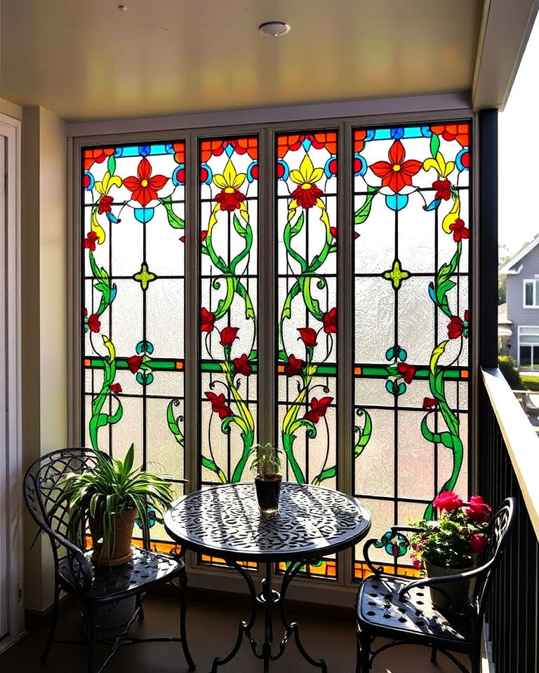 decorative stained glass panels - 20 Glass Balcony Design Ideas