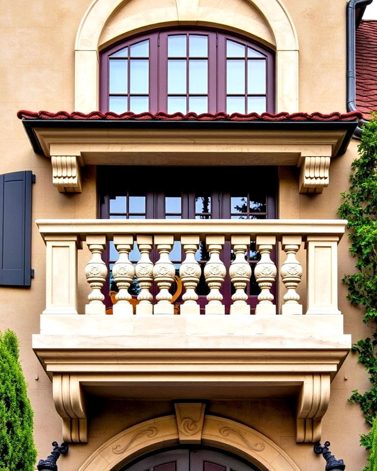 decorative stone or concrete balcony - 20 Juliet Balcony Ideas