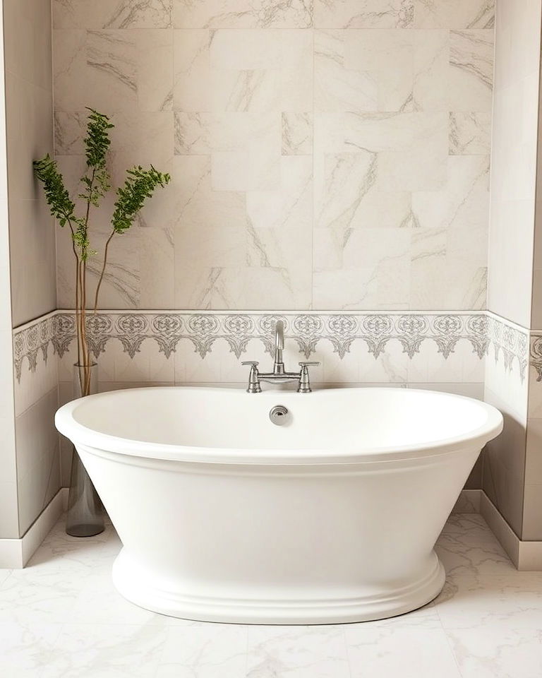 decorative tiles around bathtub area - 25 Bathtub Decor Ideas