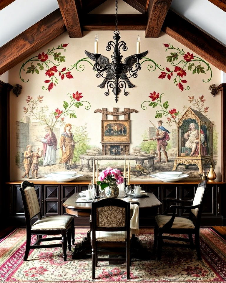 decorative wall murals to tudor interiors - 25 Tudor Style House Interior Ideas