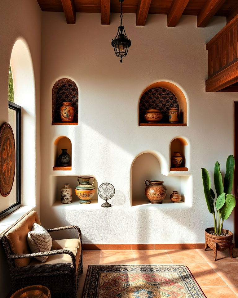decorative wall niches - 25 Mexican Style House Design Ideas