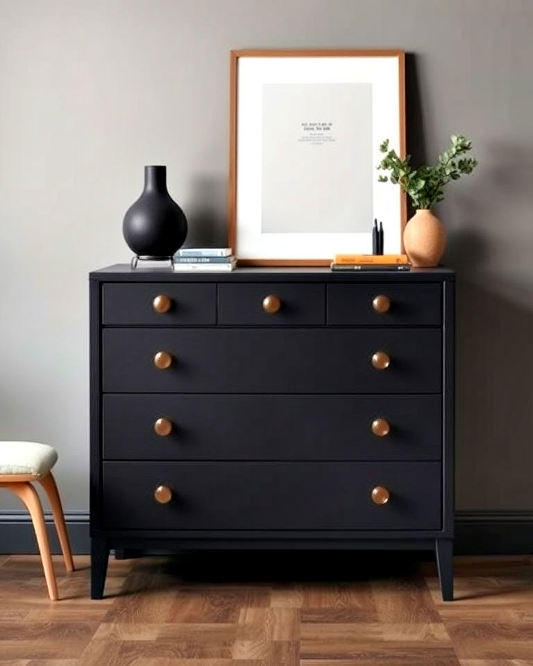 deep charcoal colored dresser - 35 Painted Dresser Ideas
