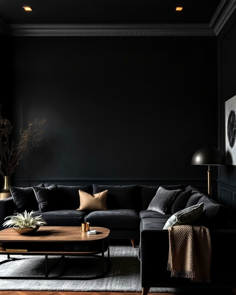 deep charcoal walls interior for drama - 25 Moody Interior Design Ideas
