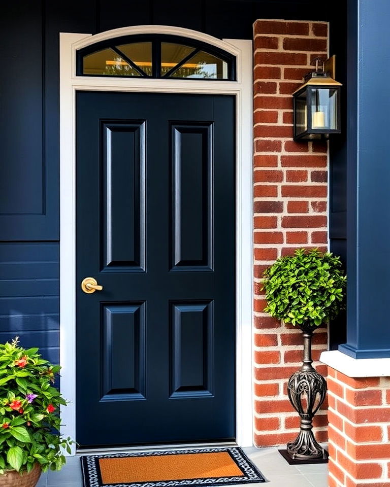 deep navy blue front door color - 25 Mid Century Front Door Colors