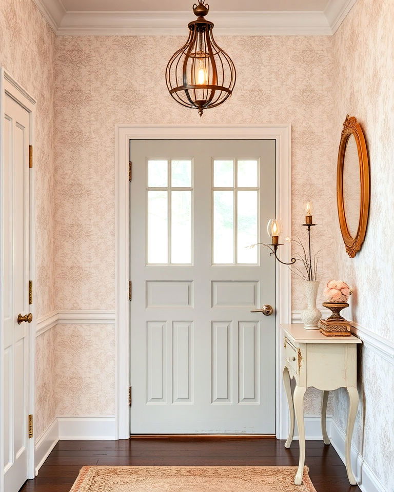 delicate lace inspired designs - 30 Entryway Wallpaper Ideas