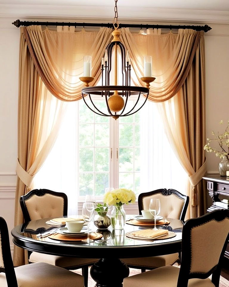 dining room layered curtain designs - 20 Dining Room Window Ideas