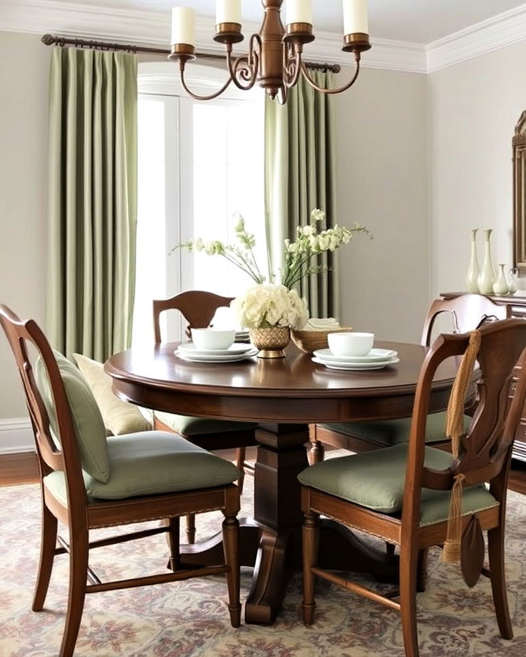 dining table sage green cushions on chairs - 25 Sage Green Dining Room Ideas