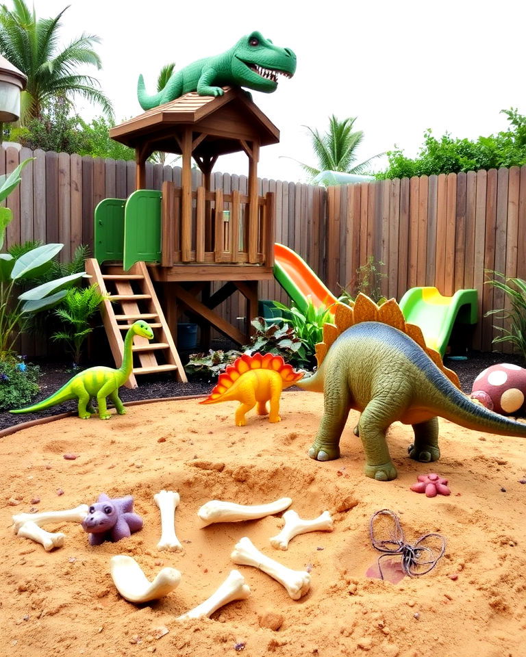 dinosaur playground corner for kids - 15 Dinosaur Garden Ideas