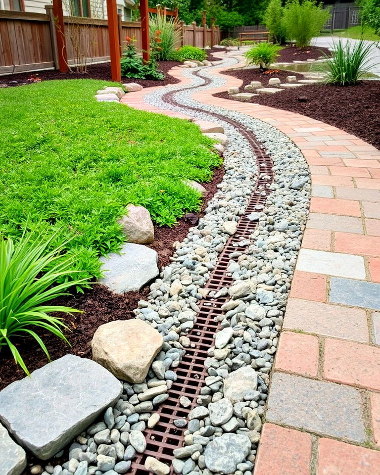 discreet drain along walkways - 15 French Drain Landscaping Ideas