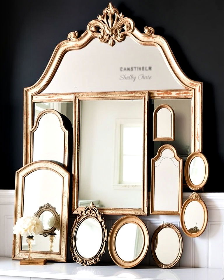 distressed mirrors for shabby chic interior - 25 Shabby Chic Interior Design Ideas