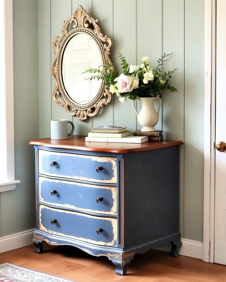 distressed paint vintage charm dresser - 35 Painted Dresser Ideas