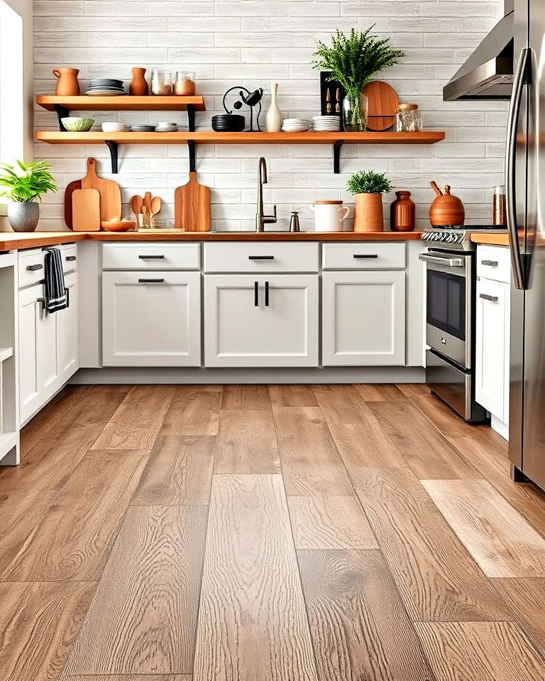 distressed wood vinyl flooring for kitchen - 25 Vinyl Kitchen Flooring Ideas