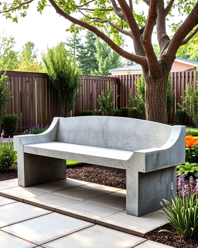 diy concrete garden bench - 20 Concrete Garden Ideas